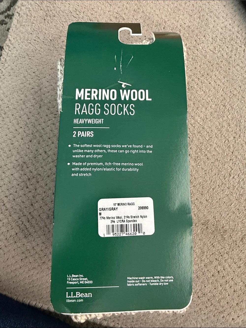 L.L. Bean Merino Wool Ragg Socks - Cream Heather